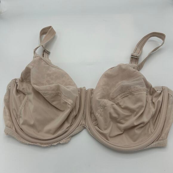 Chantelle Rive Gauche Full Coverage Unlined Bra 38G/DDDD Nude Cappuccino Lace - Picture 7 of 13